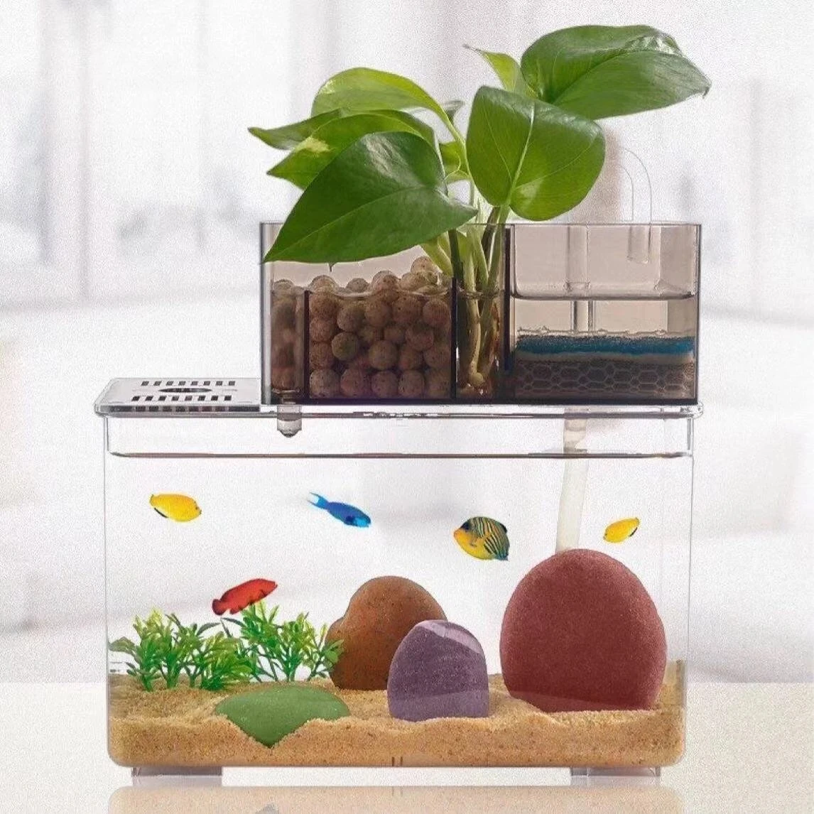 

Aquarium fish tank acrylic transparent goldfish tank ecological lazy person free water bucket fish tank aquarium accessories220V