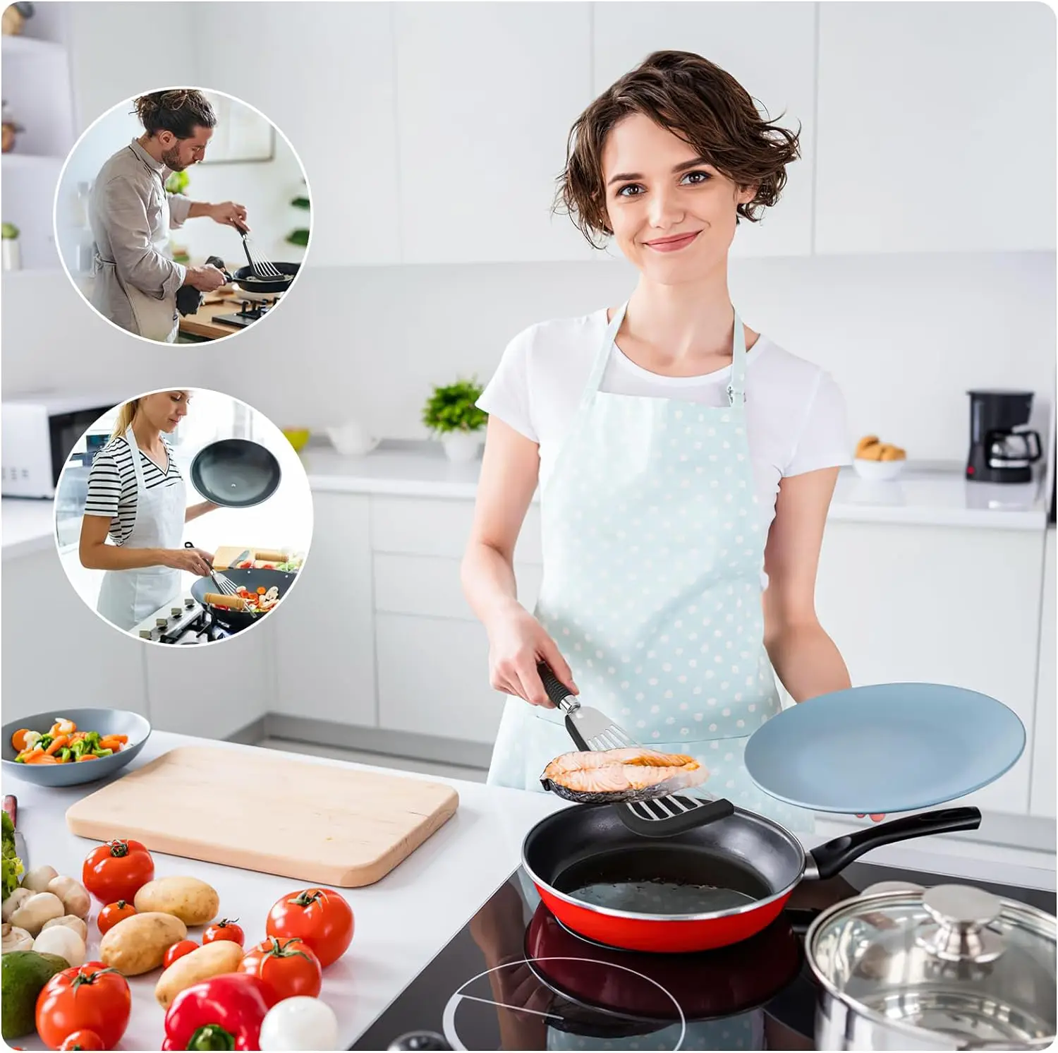 Silicone Fish Spatula for Nonstick Cookware Slotted Spatula Turner with Heat Resistant Silicone Handle for Cooking