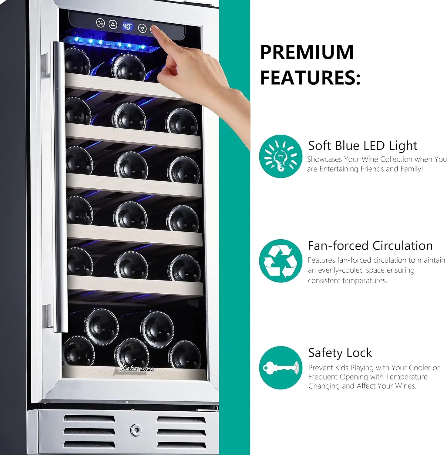 Cooler Refrigerator - 30 Bottle Wine Fridge with Stainless Steel Refrigerator& Double-Layer 2