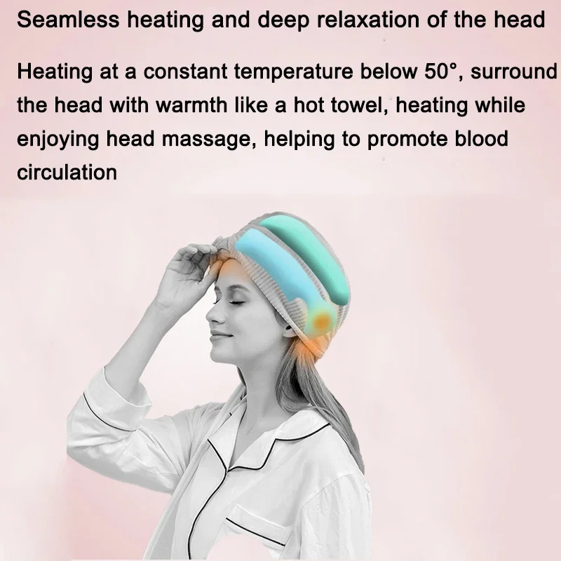 Electric Airbag Head Massage Migraine Relief Cap Heat Vibration Kneading Towel Headache Relaxation Treatment Anti Stress Machine