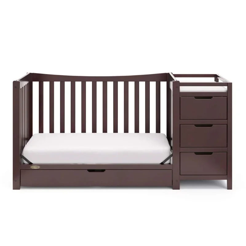 Remi 4-In-1 Convertible Crib & Changer With Drawer (Espresso) &ndash; GREENGUARD Gold Certified, And Changing-Table Combo, I
