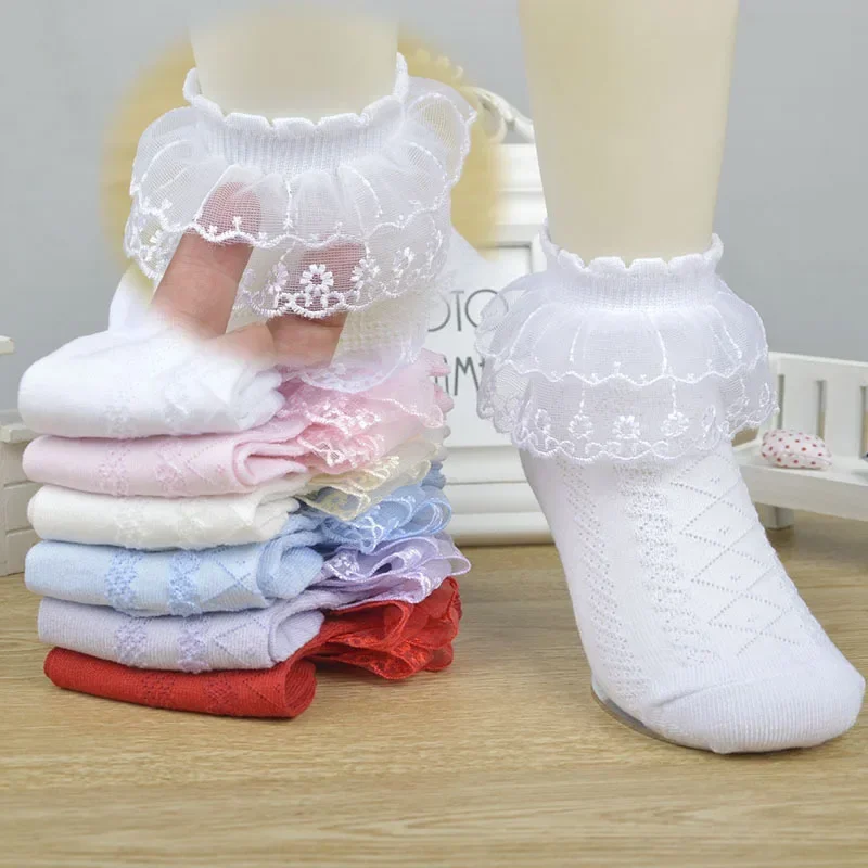 

Girls Lace Socks Mesh Elementary School White Dance Children Lace Princess Socks