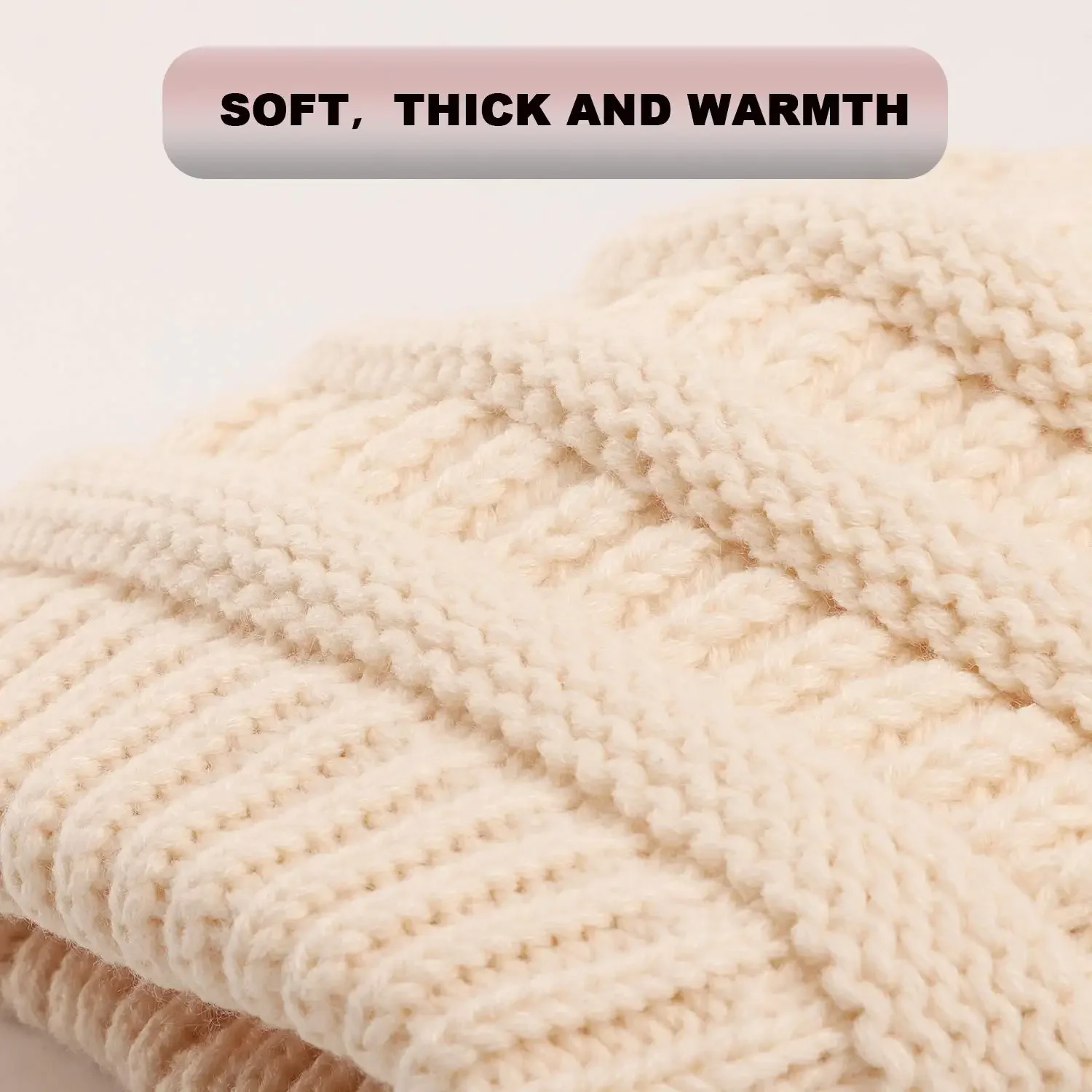 New Satin Lined Winter Beanie Caps Striped Knit Hats Solid Color Silk Lining Thick Chunky Cap Soft Slouchy Warm Hat Ski Cap 5