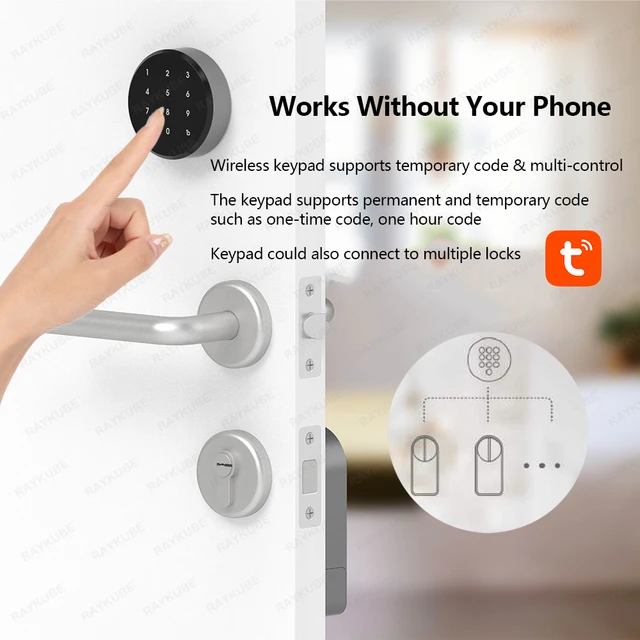 RAYKUBE A1 Pro Max Tuya BEL Smart Door Lock Set with Fobs/ Keypad/ Smart Key Tuya Remote Unlock Work with Alexa Google Assistant 3 RAYKUBE A1 Pro Max Tuya BEL Smart Door Lock Set with Fobs/ Keypad/ Smart Key Tuya Remote Unlock Work with Alexa Google Assistant 3