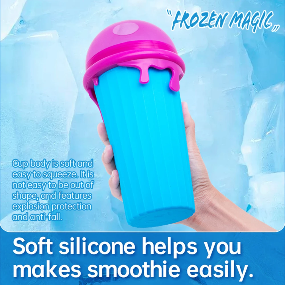 Ice Maker Cup 500ML Smoothies Cup DIY Ice Cream Quick Frozen Silicone  Squeeze Cup Cooling Milkshake Slushy Machine Water Bottle - AliExpress