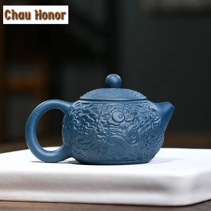160ml Chinese Yixing Tea Pot Handmade Purple Clay Teapots Dragon Pattern Xishi Pot Beauty Kettle Customized Gifts Authentic