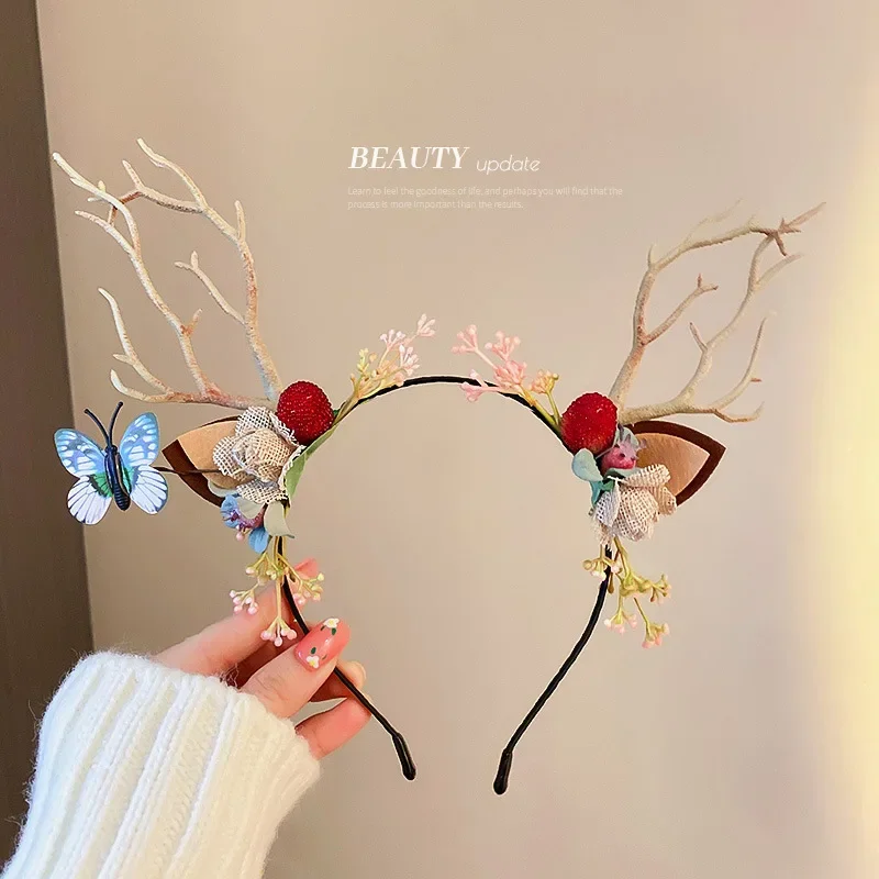 

Christmas Hair Accessories Mori Tie Small Antler Headband Hairpin Hairpin Accessories Elk Antler Headband Personality Headwear L