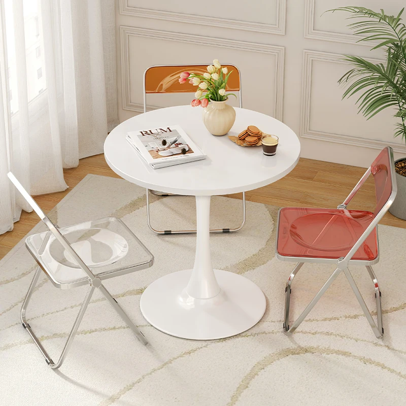 Round Center Caf&eacute; Furniture Sets Restaurant Side Minimalist Design Table Console Acrylic Chairs Set Table Basse Funky Furniture