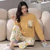 2 Pieces Set Maternity Spring Fall Pajamas Comfortable Cute Cartoon Homewear Pregnant Women's Clothing Long-Sleeved Loungewear 6
