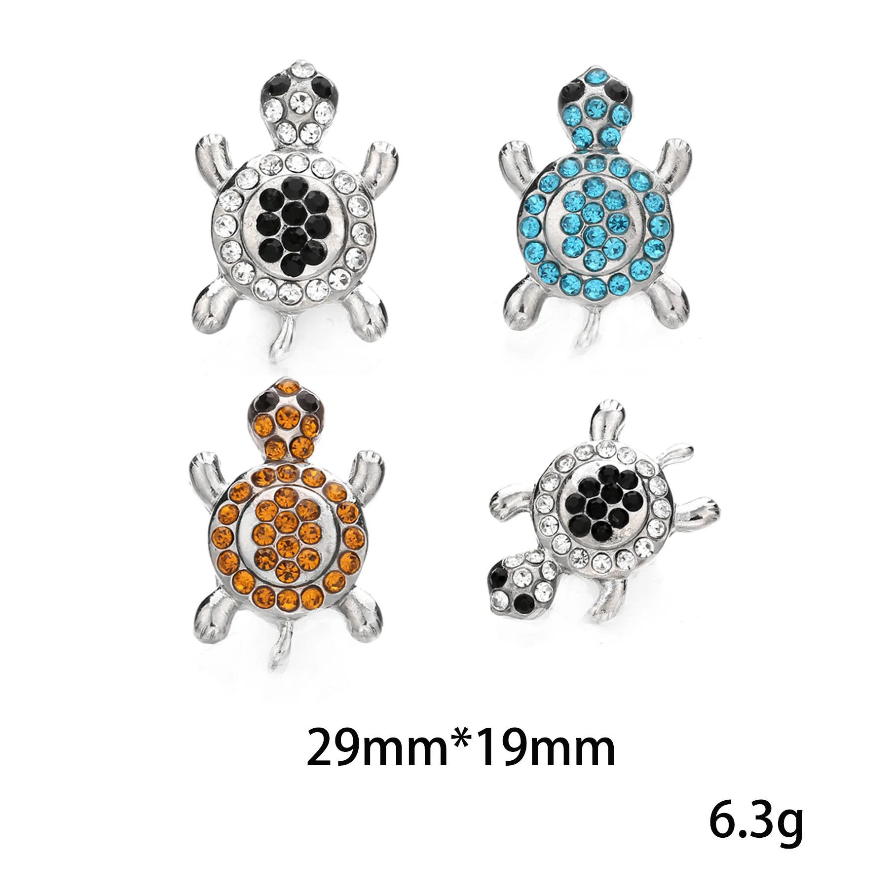 30pcs New Snap Jewelry 18mm Snap Buttons Crystal Rhinestone Tortoise Snaps for Bracelet Bangle Necklace