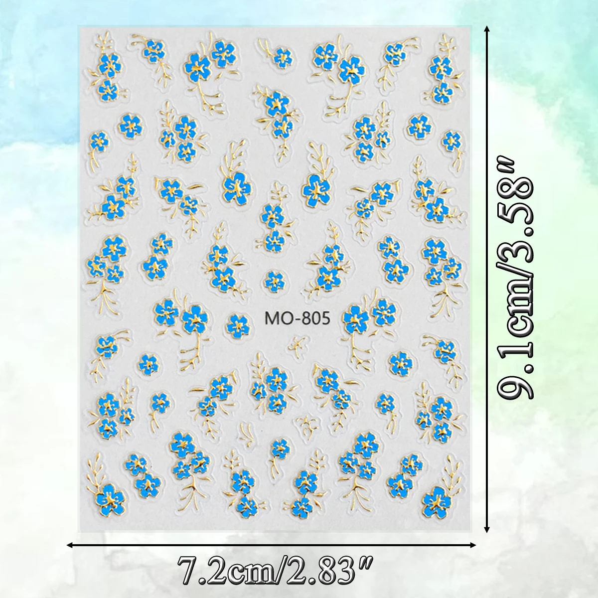 3/6/12 시트 골드 포일 플로럴 네일 아트 스티커 블루 핑크 퍼플 플라워 네일 데칼 럭셔리 프렌치 DIY 매니큐어 디자인