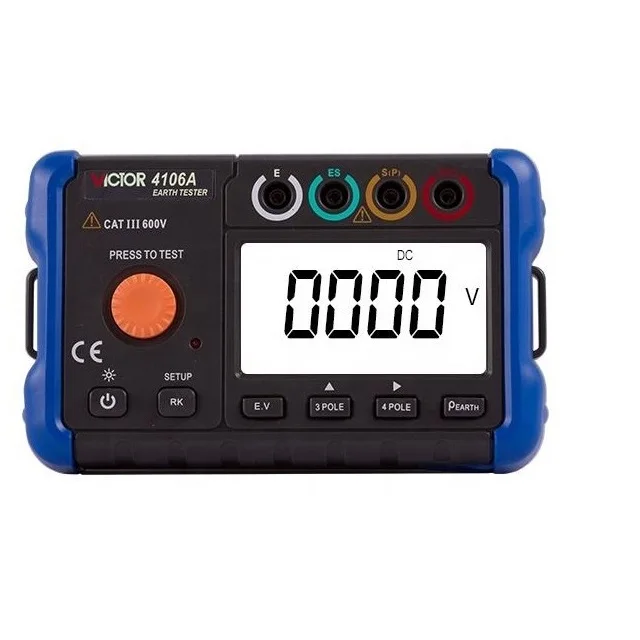 

VICTOR 4106A 3-pole 4-pole method to measure AC true RMS large LCD display Ground resistance tester