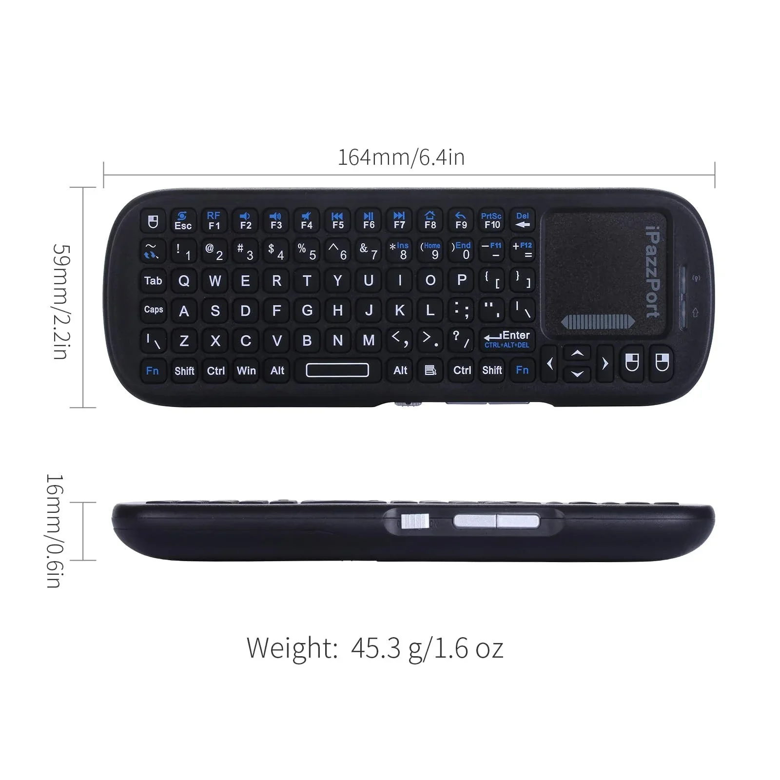 iPazzPort Mini Wireless Keyboard with Touchpad 6