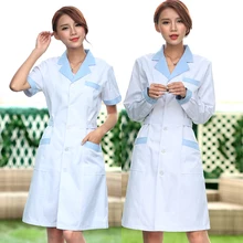 

Huaben Light Blue Collar Nurse Suit Doctor's Suit White Coat Drugstore Beauty Suit Work Suit Slim Fit Waist Closing Long Sleeve