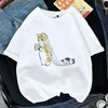 Tops Woman 2024 T Shirt Kawaii Cat Shark Print T-shirt Summer Korean Harajuku Fashion Short Sleeve Tee Funny Animal Graphic Tee 4