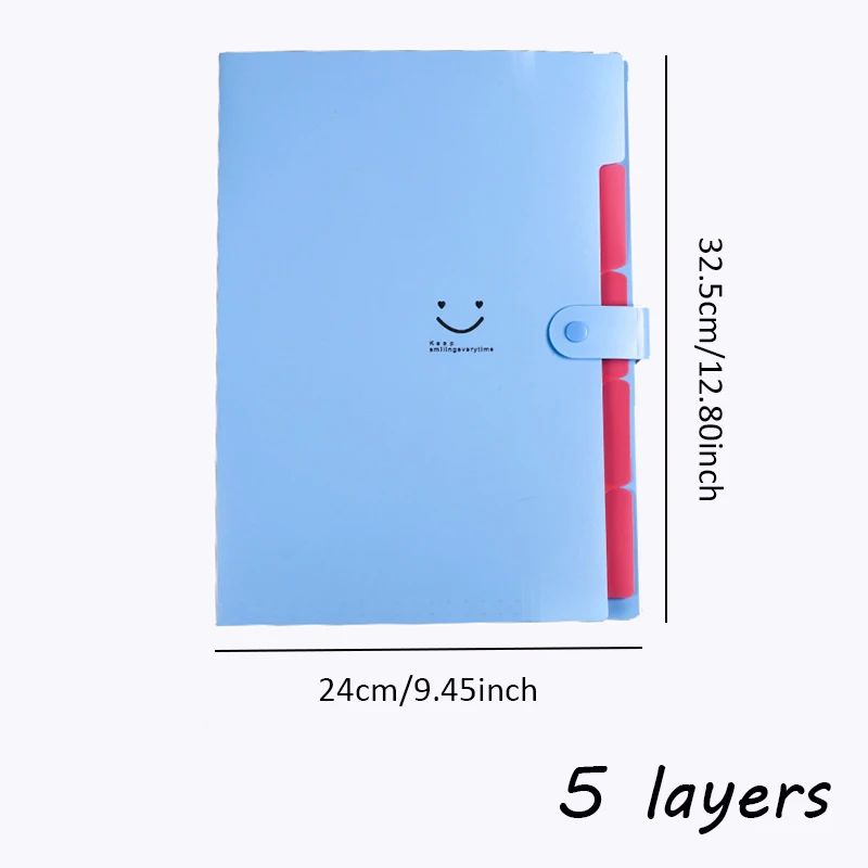 Colorful 5-Layer A4 Organizing Folder for School and Office Supplies