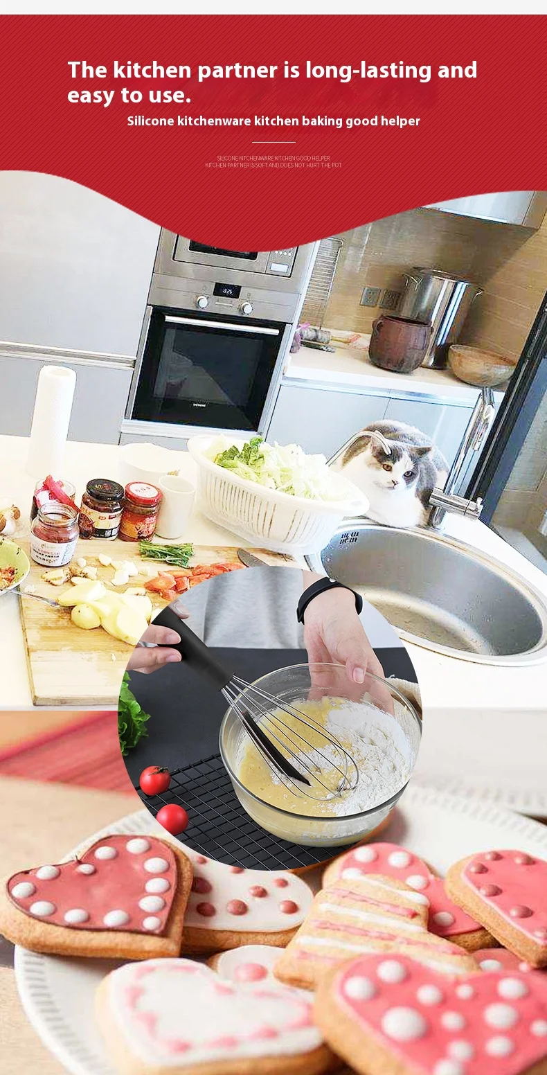 Description Picture 3 of itemSilicone Wire Whisk With Silicone Spatula Manual Egg Stirring Whisk Balloon Whisk Milk and Egg Blender Beater