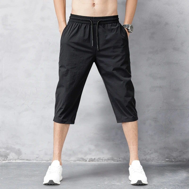 Pantalones cortos verano para hombre, nailon fino de 2022 de longitud, de secado rápido, para playa, color negro, 3/4|Pantalones cortos| - AliExpress