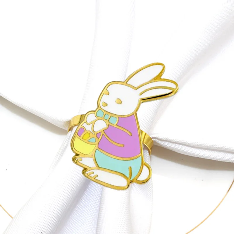 Colorful Bunny Napkin Button Stylish Festival Rabbit Easter Egg Napkin Ring Unique Wedding Banquet Table Decoration Wedding