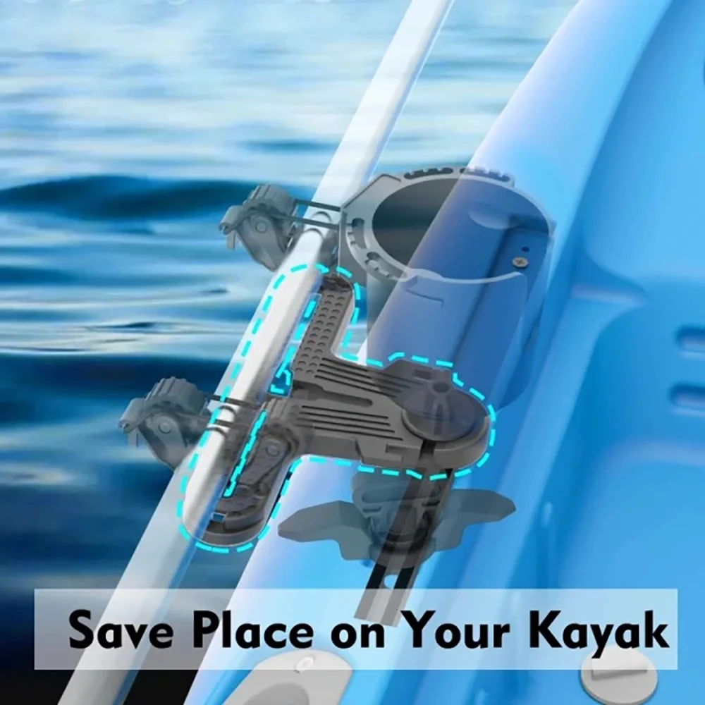 Aventik Pista per kayak da 2 pezzi con impugnatura migliorata Pista laterale durevole a forma di T per contenere la pagaia portabicchieri per canna da pesca - immagine 2