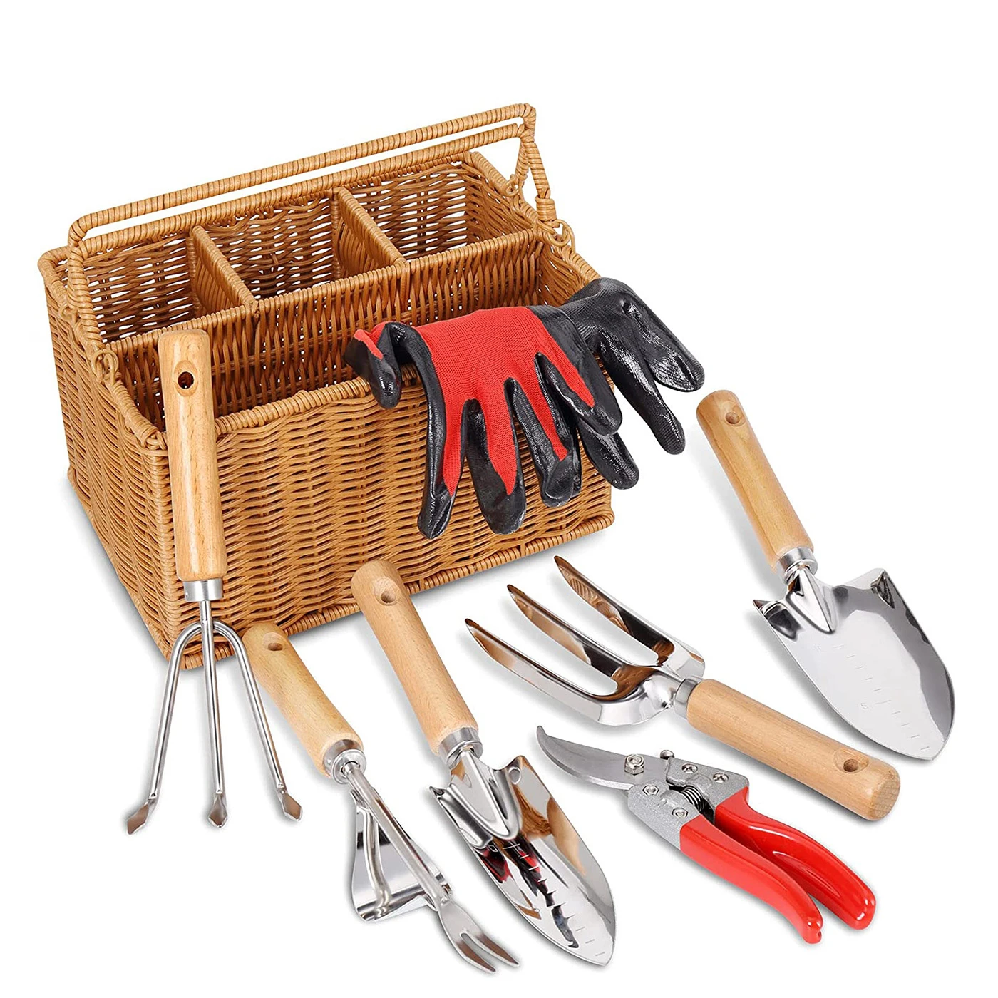 

8PCS Aluminum Alloy Steel Head Wood Gardening Tool Ergonomic Hand Garden Tool Sets Kit