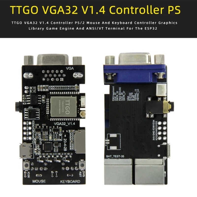 TTGO VGA32 VGA ESP32 PSRAM Module V1.4 Controller PS/2 Mouse Keyboard Graphics Library Game ANSI/VT Terminal Circuit electronic components