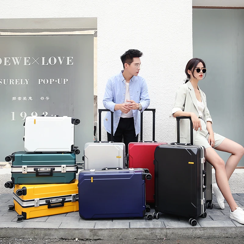 Travel Luggage fashion 20/24/28 inch suitcase aluminum frame trolley case for men and women small 20 inch cabin suitcase images - 6