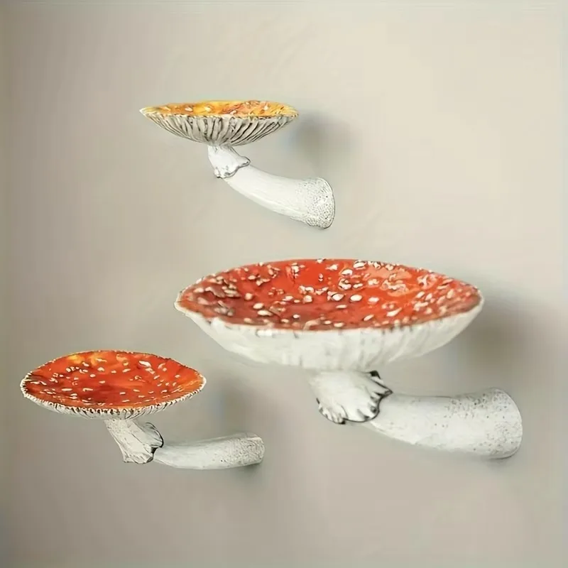 1pc Mushroom Storage Rack Resin Wall Hanging