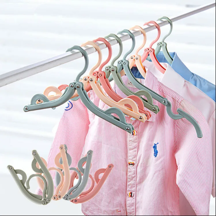 Travel Portable Plastic Hanger Multifunctional Simple Folding Hanger Non-slip Clothes Hanger Wholesale S1096