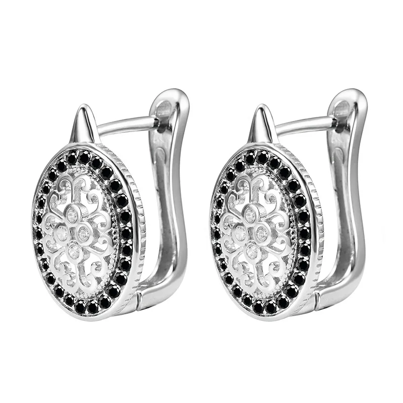 100% 925 Sterling Silver Zircon Geometric Earrings for Woman Girl Vintage Hollow Out Design Jewelry Party Gift Dropshipping