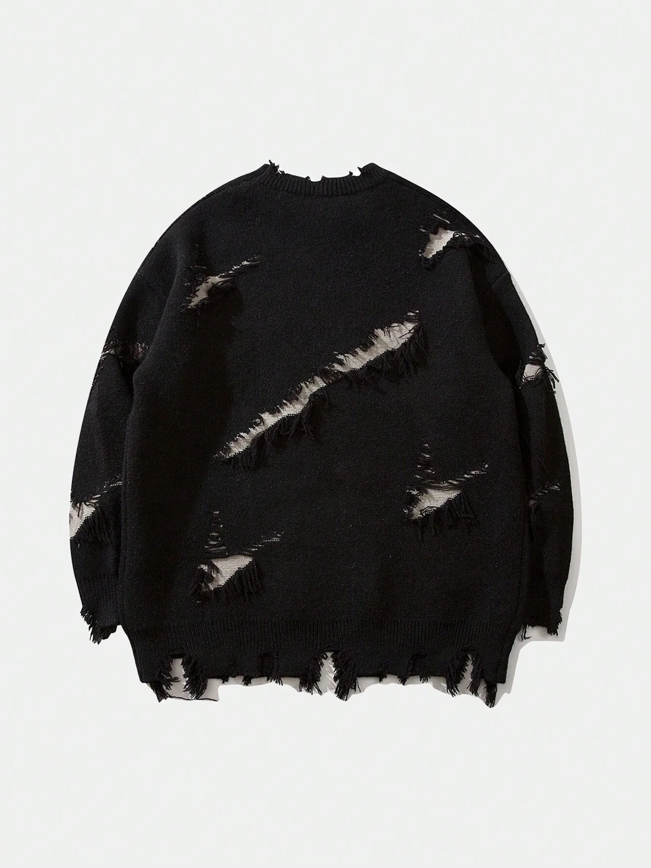 American style, dark style, trendy, perforated, letter jacquard, contrasting color, personalized, street loose, unisex sweater 2