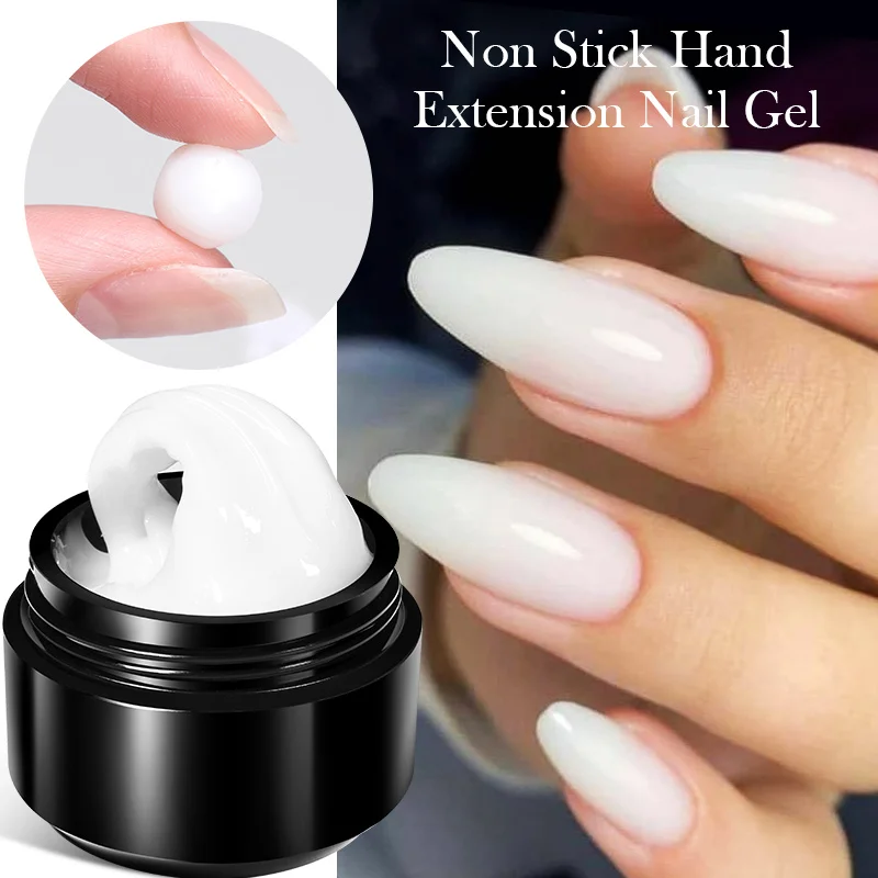 BORN PRETTY Gel para extensión de uñas en gel, transparente, antiadherente, color rosa nude, sólido, para manos, pegamento de diamantes de imitación para uñas DIY