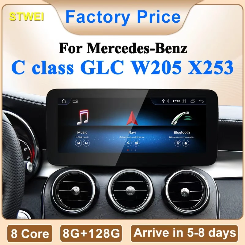 STWEI 2024 nuevo coche Multimedia inalámbrico Android AUTO CarPlay pantalla de 12,3 pulgadas para reproductores Mercedes Benz Clase C GLC W205 S205 1