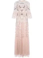 فستان سوسو نسائي بأكمام ثلاثة أرباع مع ترتر وتطريز زهور ، كم ثلاثة أرباع ، نمط ، ملابس خريف عتيقة جديدة ، 1