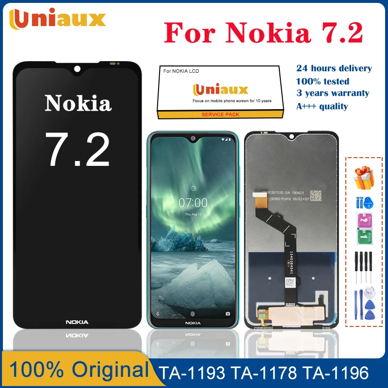 

6.3" Original For Nokia 7.2 LCD Display TA-1196 LCD Touch Screen Digitizer Assembly Replacement For Nokia 7.2 LCD Screens