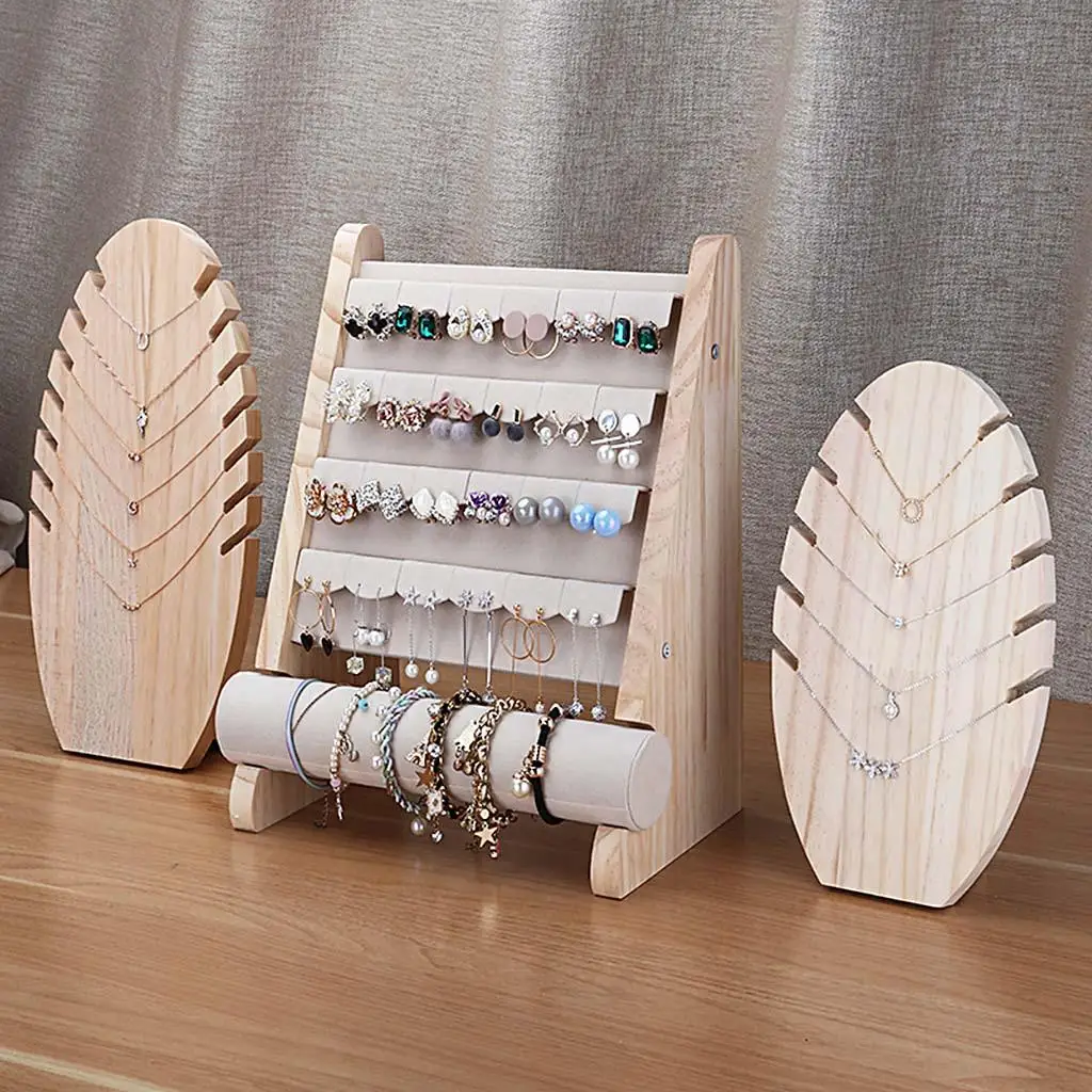 

Wooden Bracelet Jewelry Display Stand Holder Rack Hanger for Earrings Bangle Necklace Stand Storage Jewelry Organizer Showcase