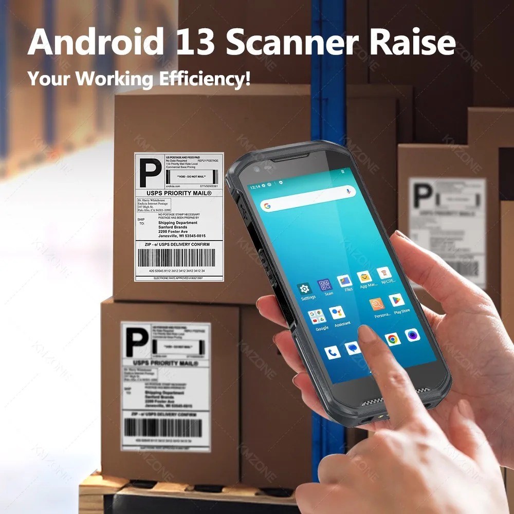 안드로이드 13 터치스크린 핸드헬드 터미널 바코드 스캐너 1D/2D 구글 PDA 기기 NFC WIFI 4G IP67 충전 도크/그립 포함
