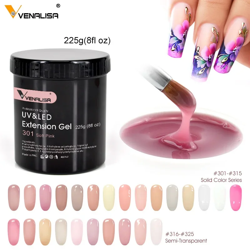 225g Venalisa Camouflage Soak Off UV LED Clear Color Builder Extension Nail Gel Jelly Gel Quick Building Nail Gel Polish 5