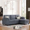 Convertible Sectional Sofa Couch, 3 Seat L Shaped Sofa with Removable Pillows Linen Fabric Small Couch Gray Children's Sofas 2
