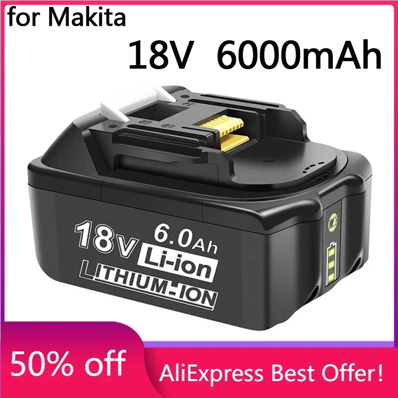 

100% Original For Makita 18V 6000mAh Rechargeable Power Tools Battery with LED Li-ion Replacement LXT BL1860B BL1860 BL1850