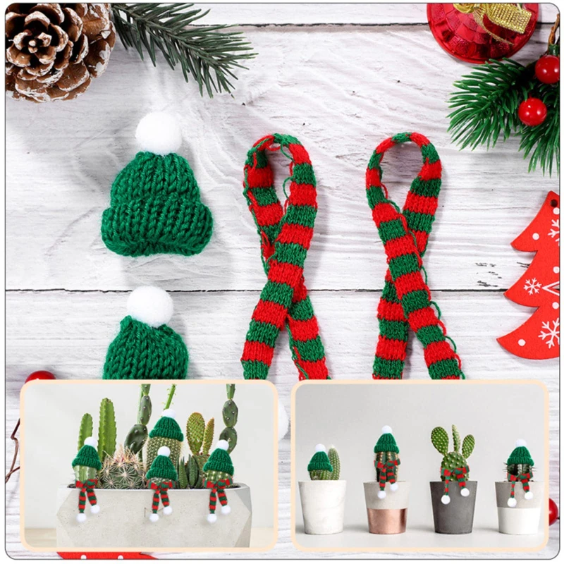 10pcs/20pcs Mini Santa Hat Christmas Scarf 2024 New Hat Scarf Lollipop Wine Bottle DIY Xmas Party Home Dinner Table Decoration