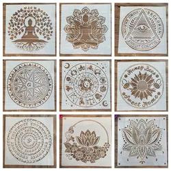 30*30cm diy mandala for painting stencils stamped photo album embossed paper card on wood fabric wall Buddha Statue of Life Tree