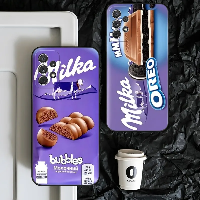 Funda de teléfono Milka Chocolate vaca galletas para Samsung Note 20 Ultra Plus Pro 10 9 8 J 7 Prime M 80s 51 52 30 30S 31 32 40 20 8 6