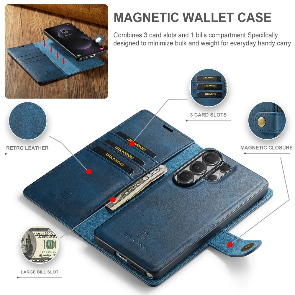 Magnetic Leather Flip Stand Phone Case - 2 in 1 Design