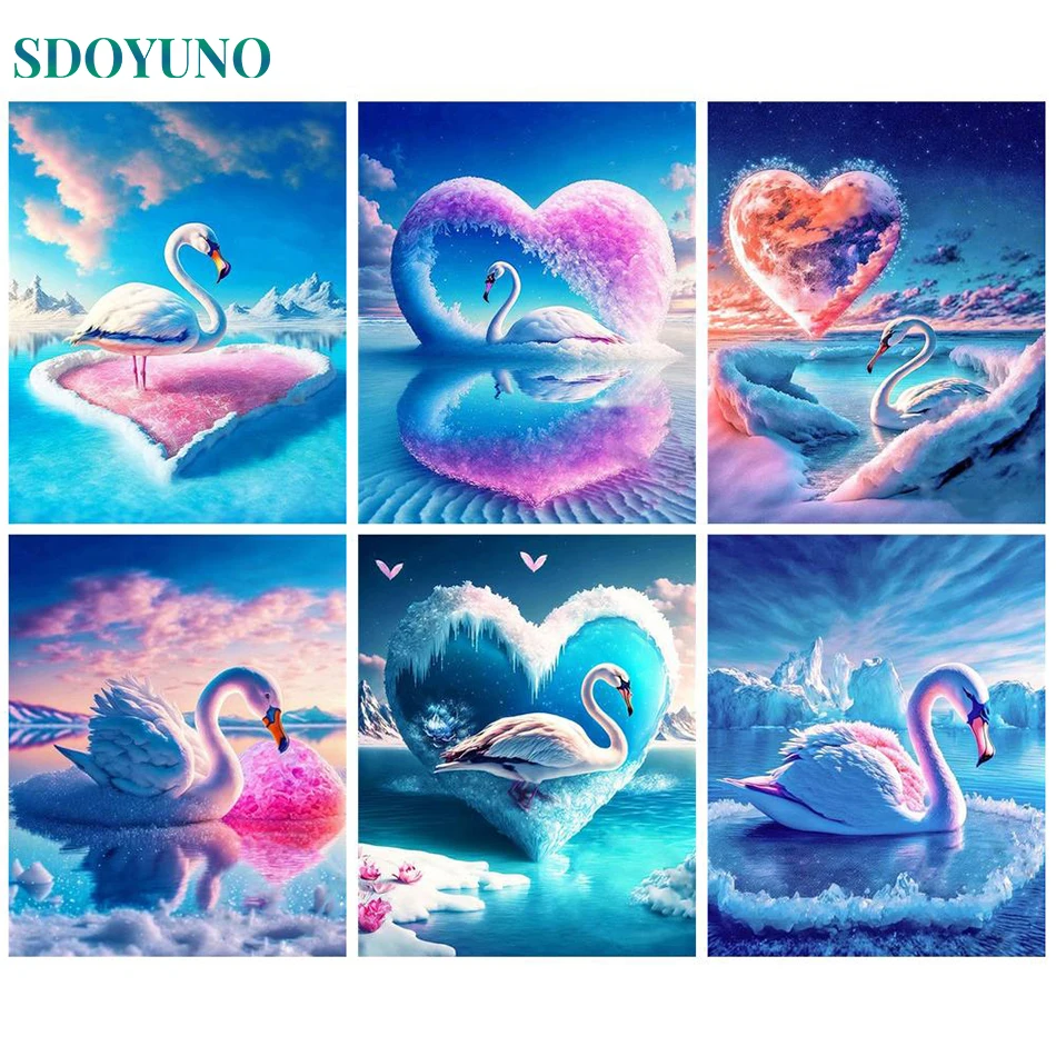 

Картина по номерам SDOYUNO, Декор для дома, лебедь, озеро, современная модель поделок «сделай сам», животные, пейзаж, уникальный подарок