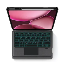 Enhanced Magnetic Keyboard Case with Backlit Touchpad for Spanish (Black)