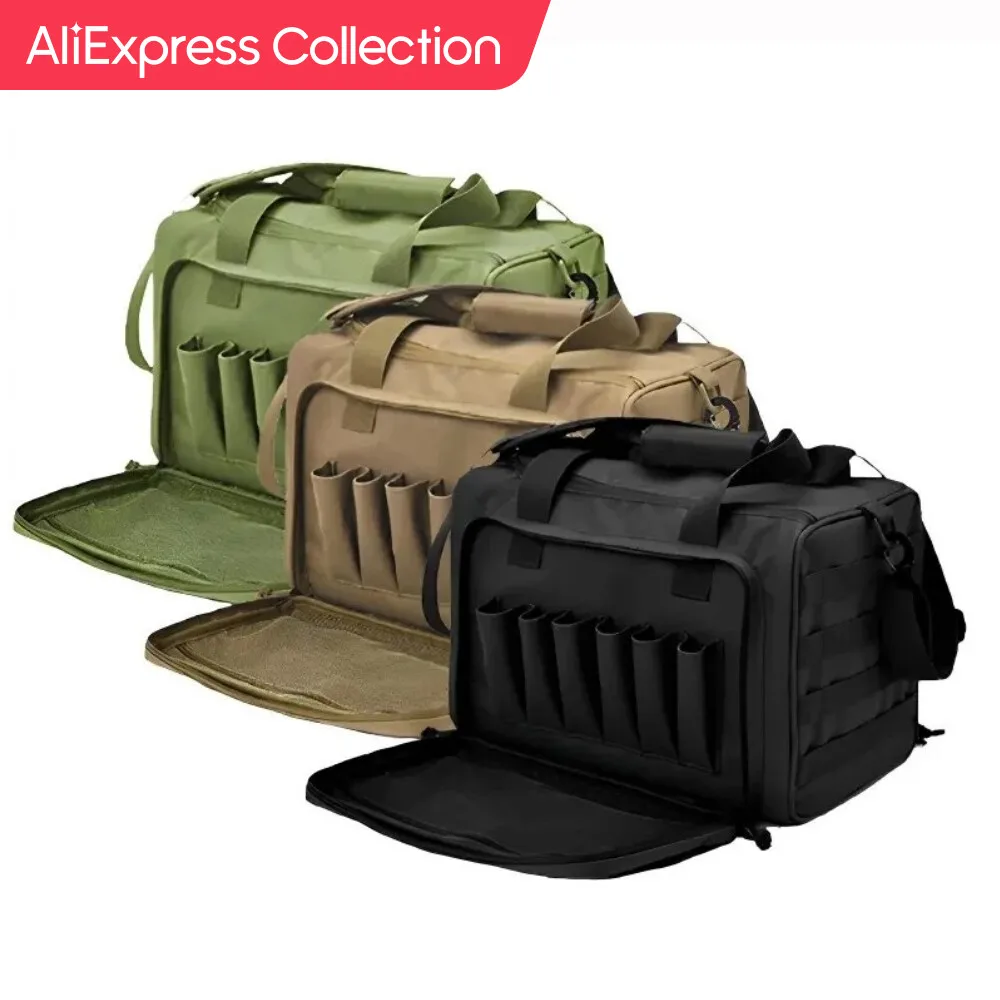 AliExpress 총 사격장 보관 가방, 몰리 시스템, 야외 사냥 액세서리, 나일론 총 전술 케이스 가방, 권총 도구
