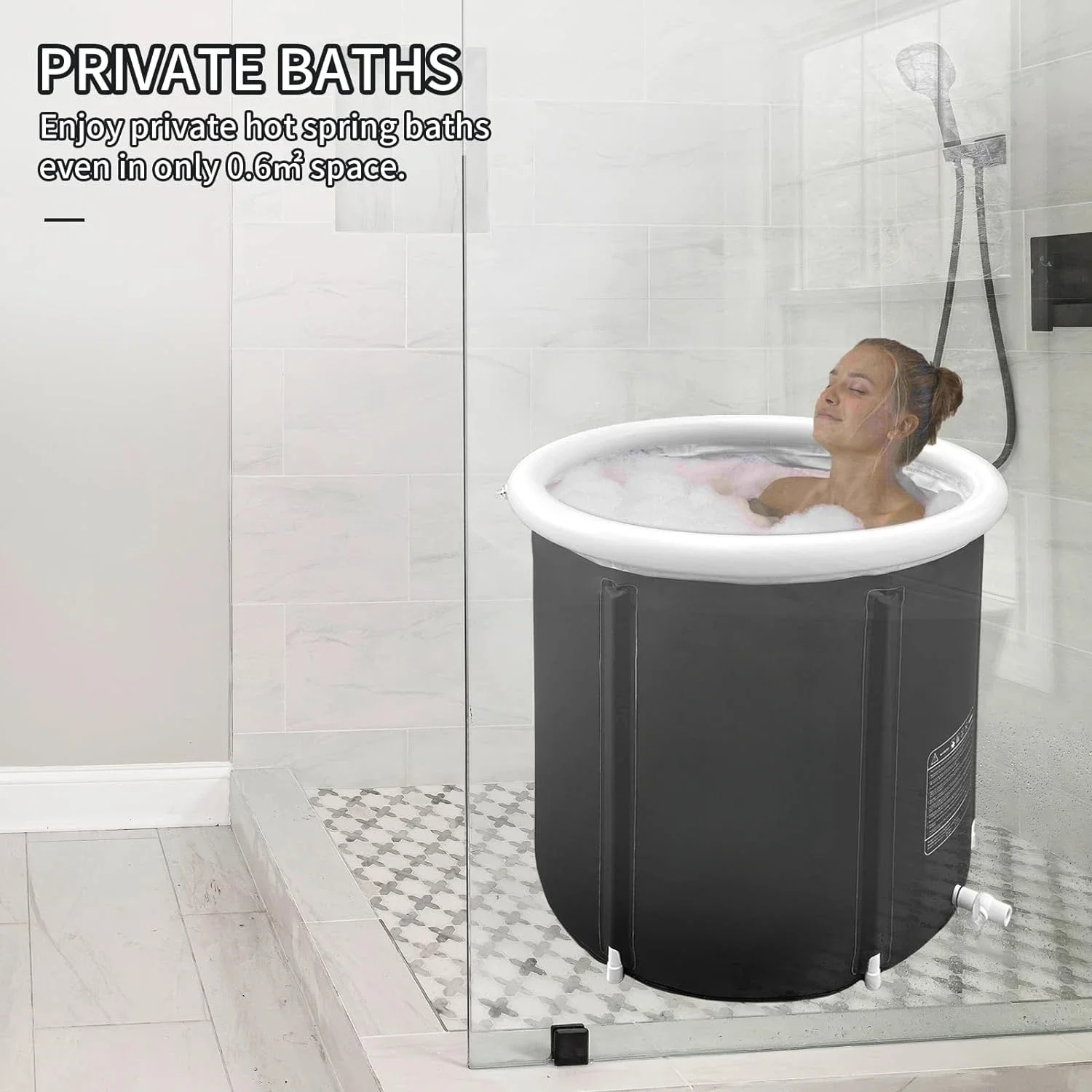 Portable Ice Bath Tub, Foldable Bathtub for Adult Inflatable Outdoor Cold Plunge Tub Freestanding Bathtub Hot Tub Spa Tub 6