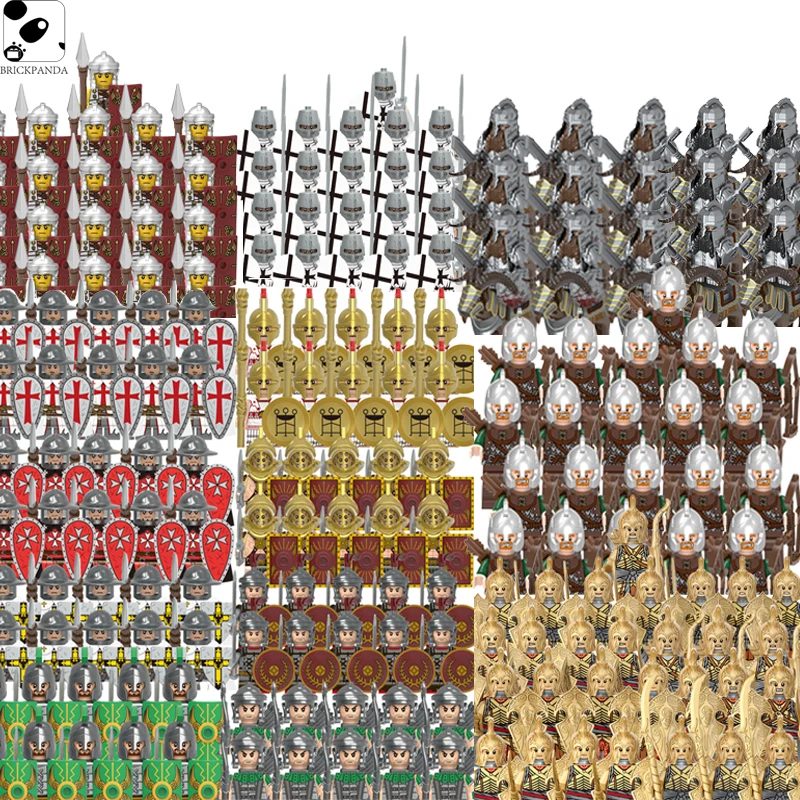 MOC Medieval Military Army Elves Guard Building Blocks Roman Soldier Sword Figures Knights Shield Weapons Accessories Bricks Toy