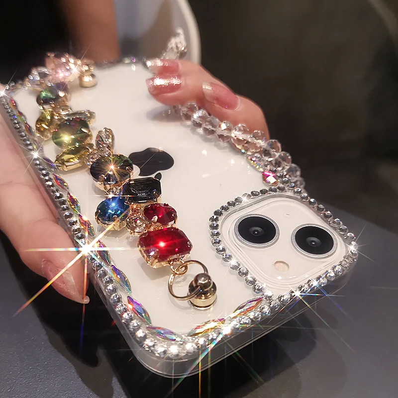 

Mobile Phone Case For IPhone 11 12 13 Pro Max with Diamond Gemstone Bracelet Luxury Case for IPhone 11 12 13 Diamond Phone Case